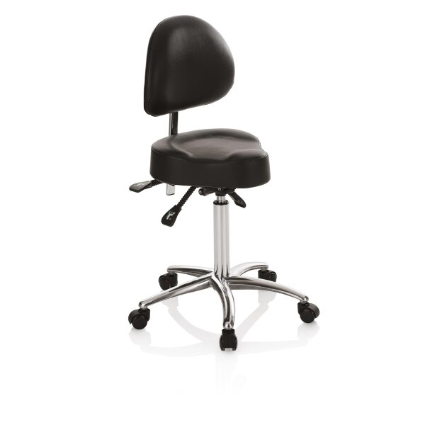 XanitaliaPro Balance 3 Hocker mit R&uuml;ckenlehne Schwarz