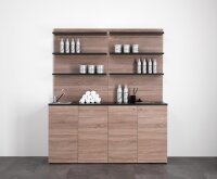 XanitaliaPro Schwarz & Eiche Wanddisplay mit Regalen