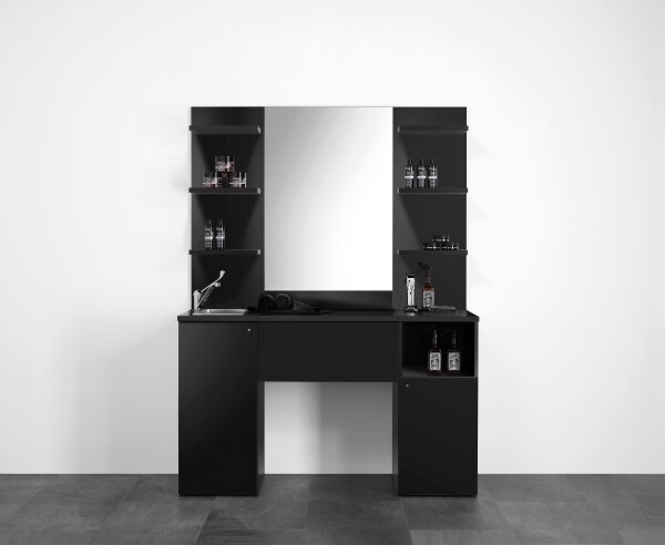XanitaliaPro Barber 2 Black Barbierschrank Schwarzes Laminat