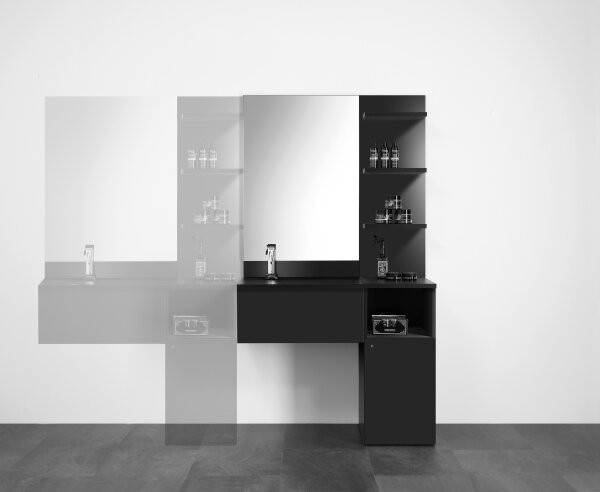 XanitaliaPro Barber Station Light Black Barbierschrank...
